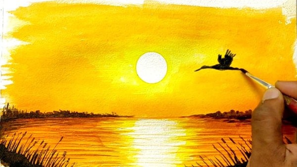 Солнце гуашью