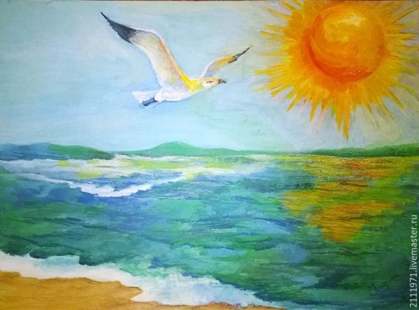 Чайки гуашью