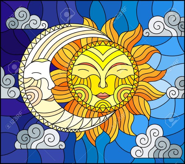 Витраж солнце и Луна