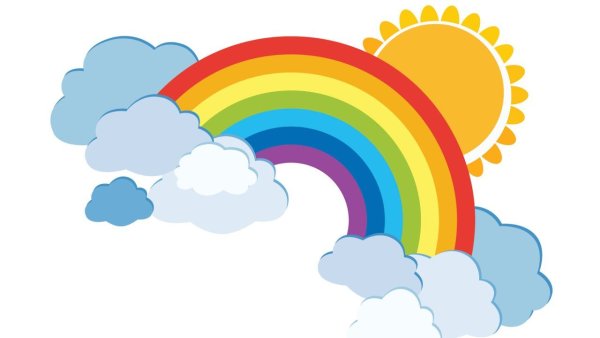 Наклейка Радуга и солнце