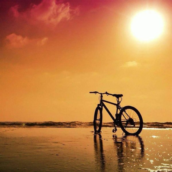 Велосипедист на закате