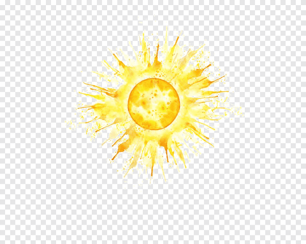 Акварельное солнце на прозрачном фоне