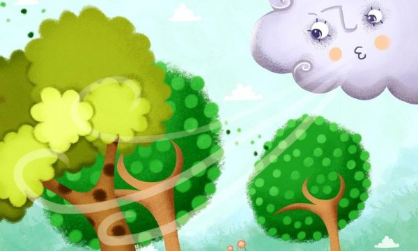 Картина с изображением ветра для детского сада