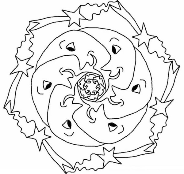 Раскраски для девочек солнце и Луна