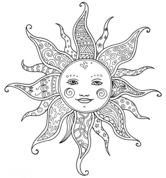 Мандала солнце раскраска