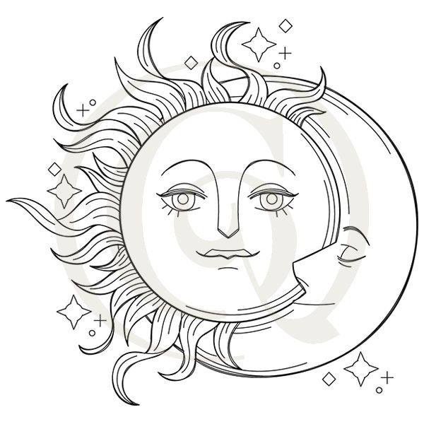 Раскраска солнце и Луна
