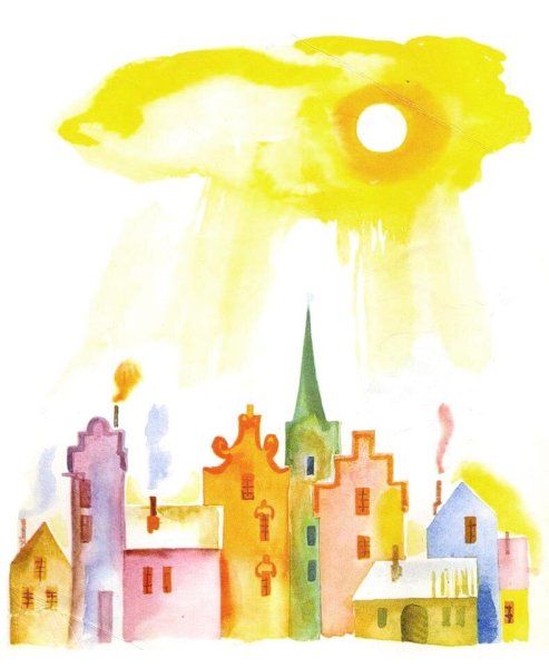 Сказочный город в теплых тонах