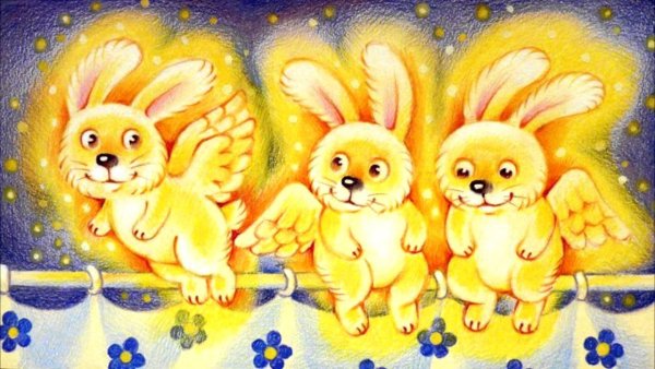 Зайки на лужайке