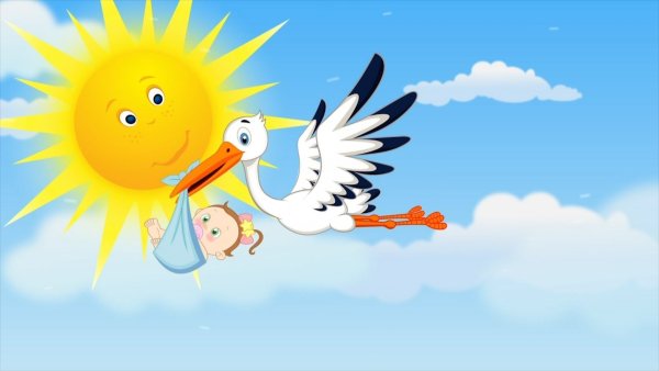 Аист с младенцем