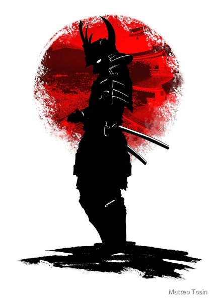 Самурай на Красном фоне