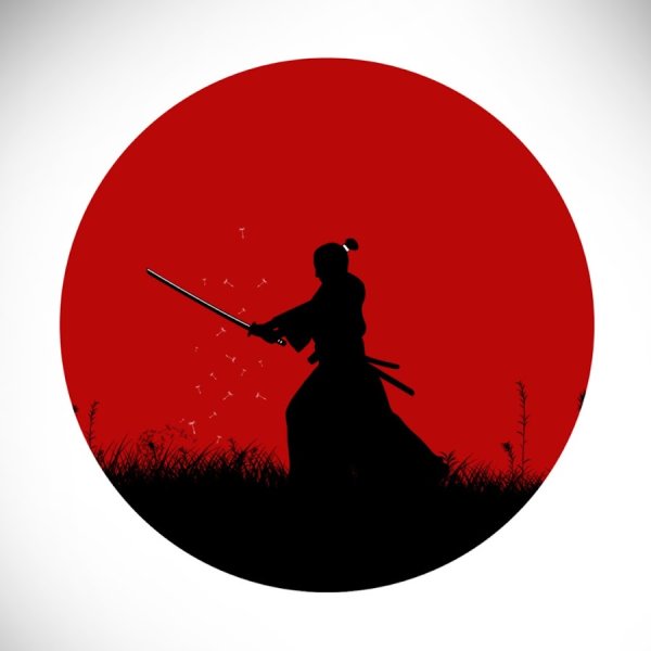 Самурай на Красном фоне