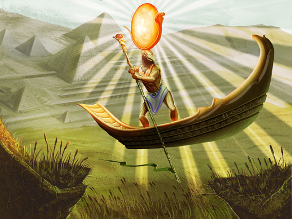 Бог солнца Гелиос на огненной колеснице