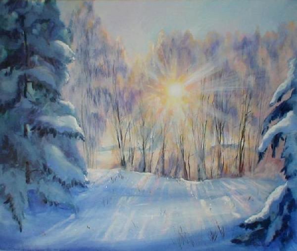 Картины зимние пейзажи Олег Кангин