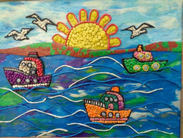 Пластилинография корабль