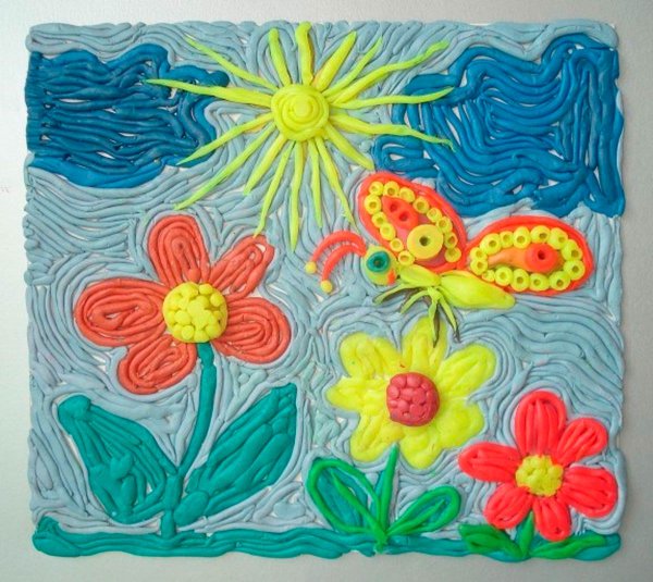 Цветы в технике пластилинографии