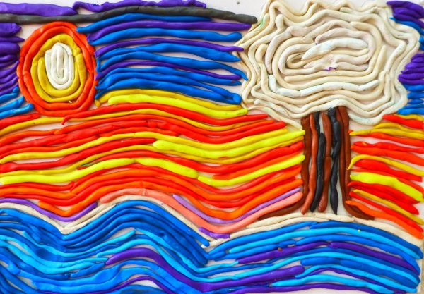 Рисование пластилином Радуга