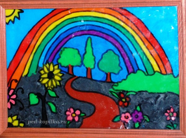 Композиция из пластилина на картоне