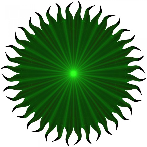 Зеленое солнце нарисованное