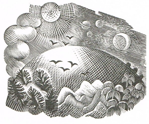 Солнце с лицом гравюра