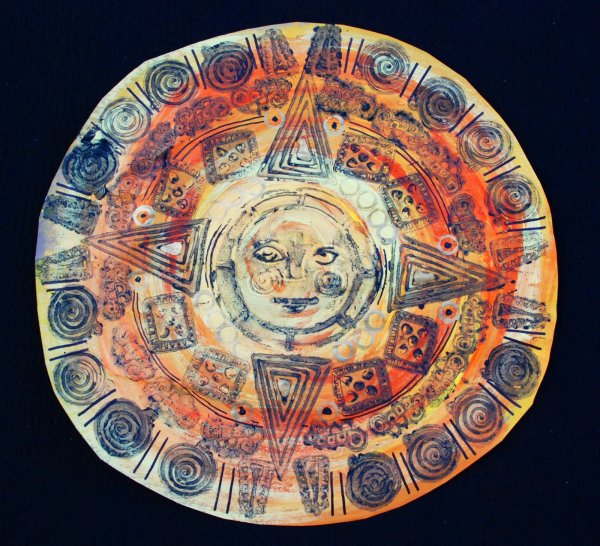 Солнечный камень ацтеков арт