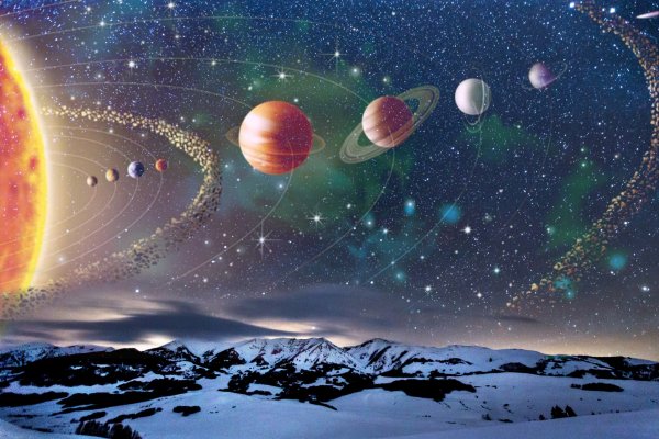 Космический пейзаж пастелью