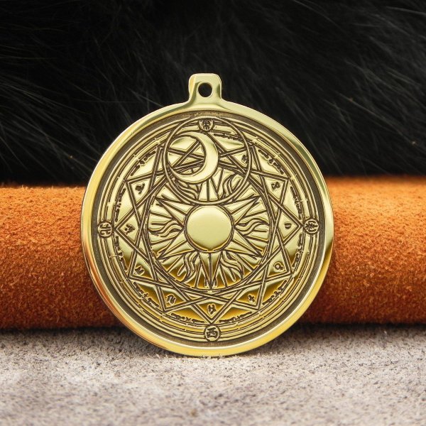 Золотой амулет "солнце и Луна"