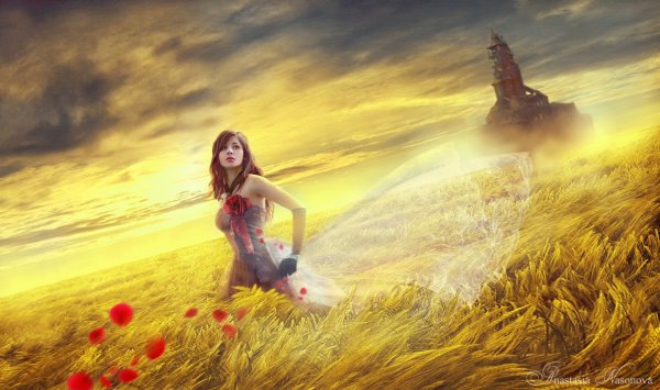 Девушка в поле фэнтези