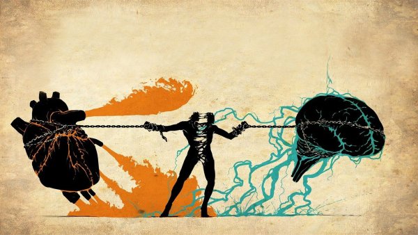 Человек и закат арт