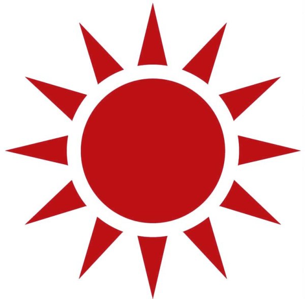 Красное солнце на белом фоне