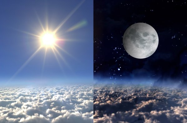 Солнце и Луна на небе