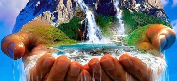 Водопад в горах гифки