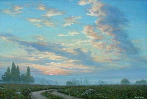 Солнечное небо живопись