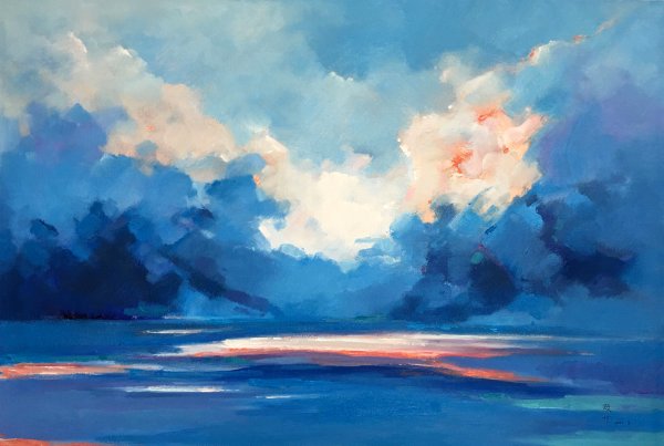 Синее небо маслом