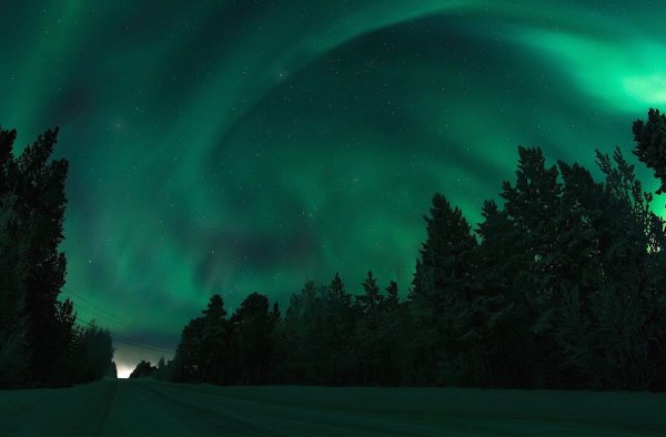 Северное сияние зеленого цвета