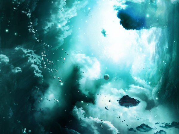 Бирюзовое небо с облаками