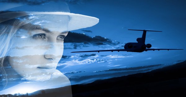 Небо самолет девушка