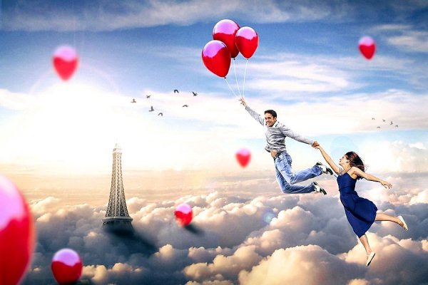 Влюбленные на воздушном шаре