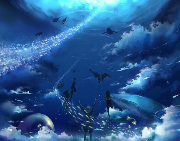Рыбы в небе арт