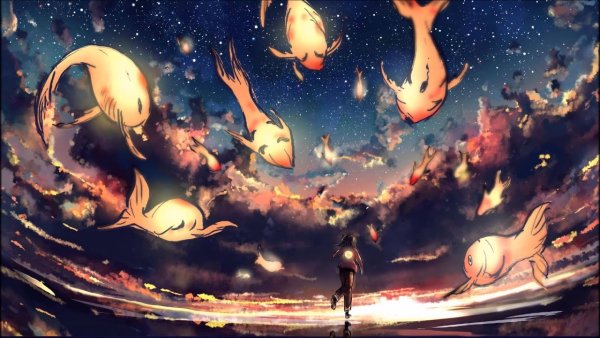 Рыбки в небе арт