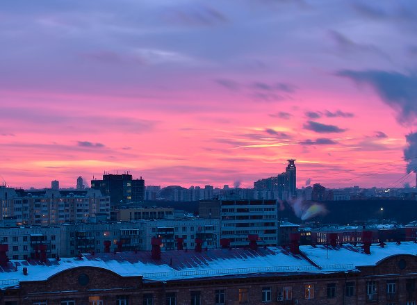 Зимний рассвет в городе