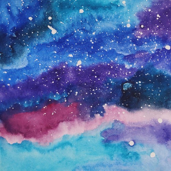 Звездное небо акварель