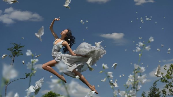 Девушка летает