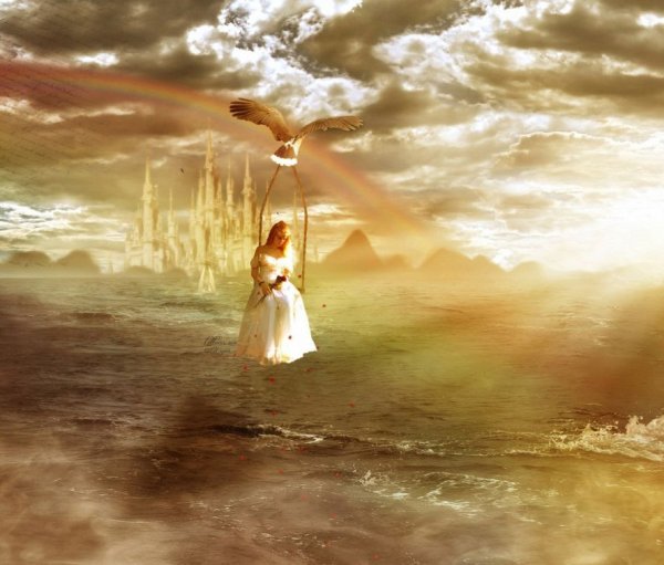 Девушка падает в пропасть