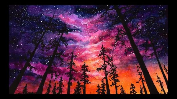 Космический пейзаж акрилом