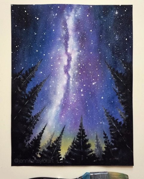 Звездное небо гуашью