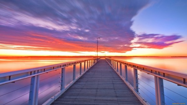 Закат море мост