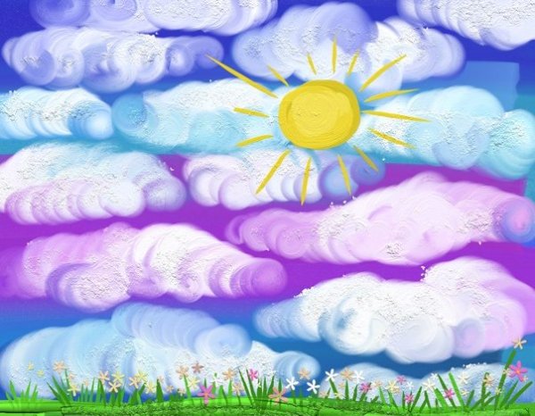 Весенние облака рисование