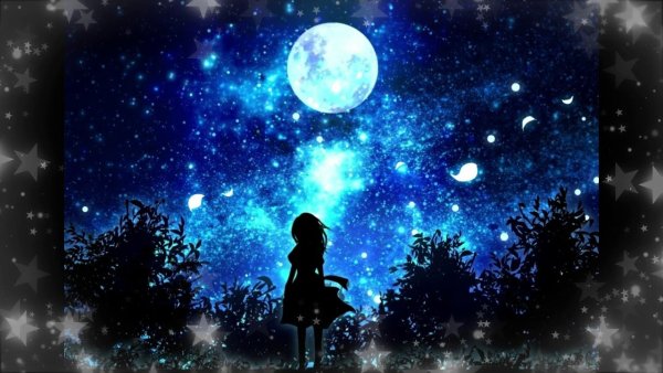 Звездное небо с луной