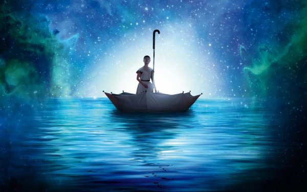 Человек в лодке с фонарем