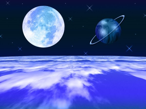 Иллюстрации с изображением звёздного неба и планет